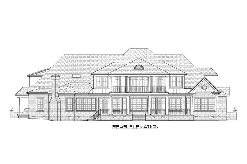 Dream House Plan - Exterior - Rear Elevation for European House Plan #1054-91 - 4 bed, 4.5 bath