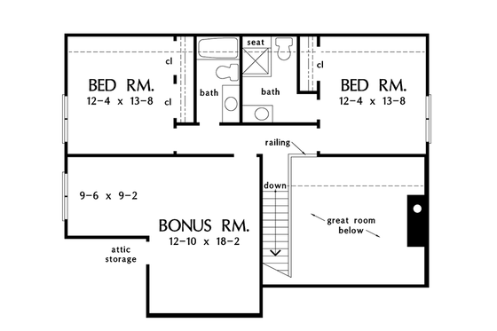 Floor Plan - Upper Floor for Colonial House Plan #929-989 - 3 bed, 3.5 bath