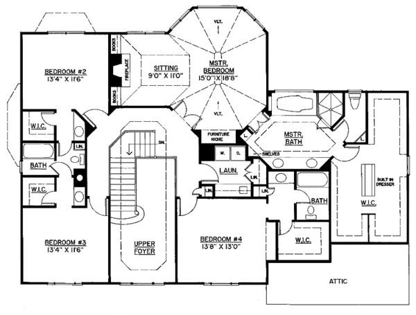 House Design - Classical Floor Plan - Upper Floor Plan #119-371