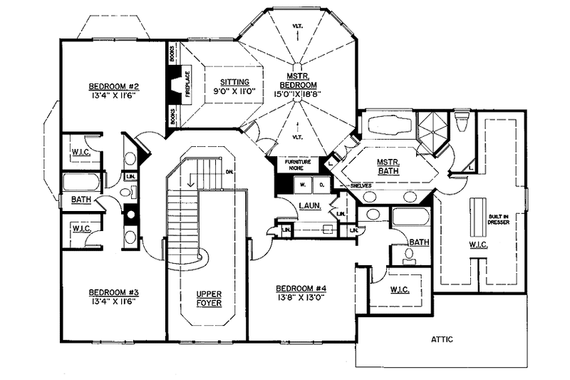 Home Plan - Floor Plan - Upper Floor for Classical House Plan #119-371 - 4 bed, 3.5 bath