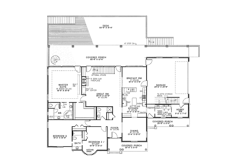 House Blueprint - Floor Plan - Main Floor for Country House Plan #17-2628 - 4 bed, 4 bath