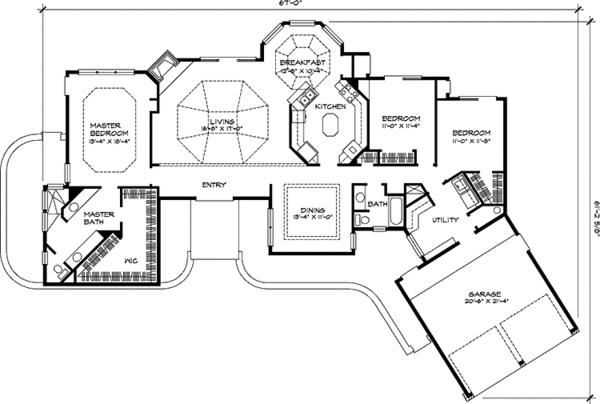 Architectural House Design - Mediterranean Floor Plan - Main Floor Plan #140-167