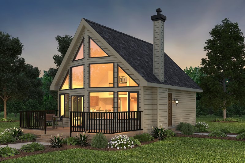 Dream House Plan - Exterior - Front Elevation 4 for Cabin House Plan #18-4501 - 2 bed, 1 bath