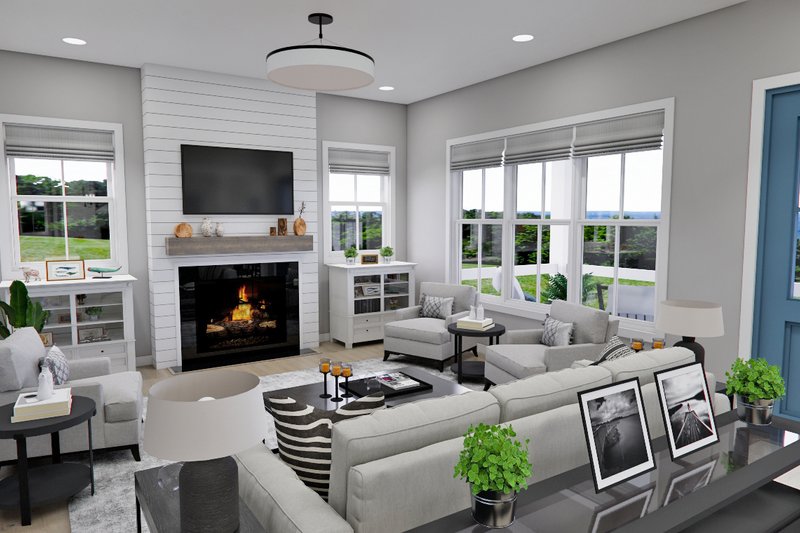 House Blueprint - Interior - Family Room 1 for Farmhouse House Plan #51-1274 - 4 bed, 3.5 bath