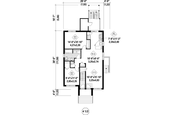 Floor Plan - Main Floor for Contemporary House Plan #25-4553 - 6 bed, 3 bath