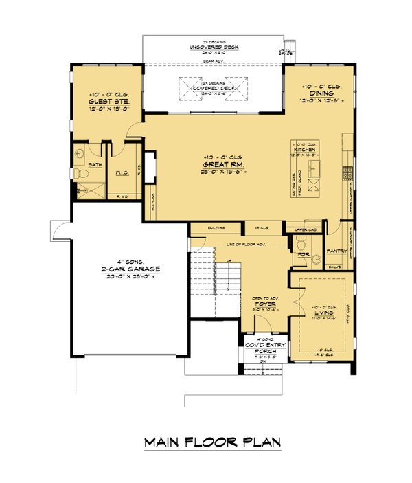 Contemporary Style House Plan - 5 Beds 4.5 Baths 3707 Sq/Ft Plan #1066 ...