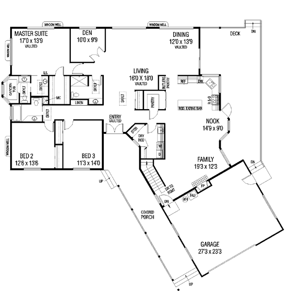 Dream House Plan - Ranch Floor Plan - Main Floor Plan #60-461