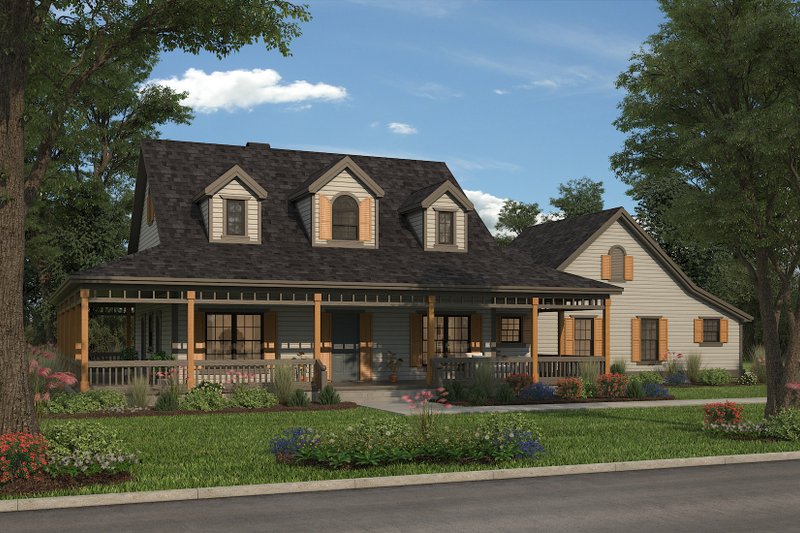 Architectural House Design - Exterior - Front Elevation 4 for Farmhouse House Plan #72-132 - 3 bed, 2.5 bath