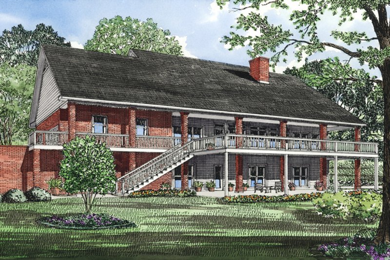 Dream House Plan - Exterior - Rear Elevation for Colonial House Plan #17-167 - 4 bed, 4 bath