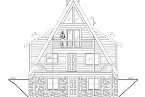 Exterior - Rear Elevation for Cabin House Plan #117-981 - 2 bed, 2 bath