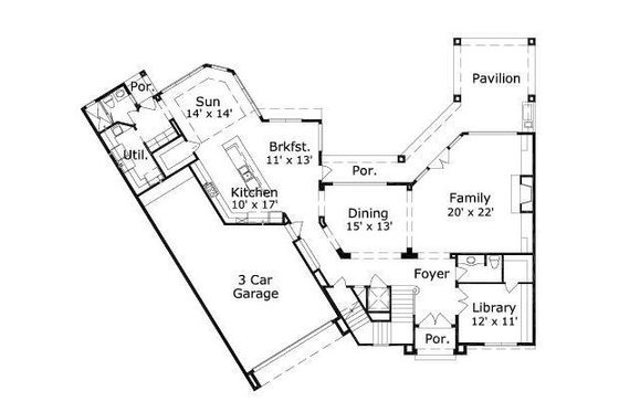 Floor Plan - Main Floor for European House Plan #411-705 - 4 bed, 3.5 bath