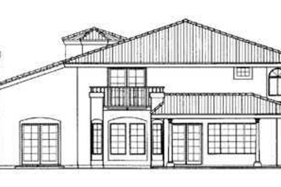 Exterior - Rear Elevation for Mediterranean House Plan #72-160 - 4 bed, 3 bath