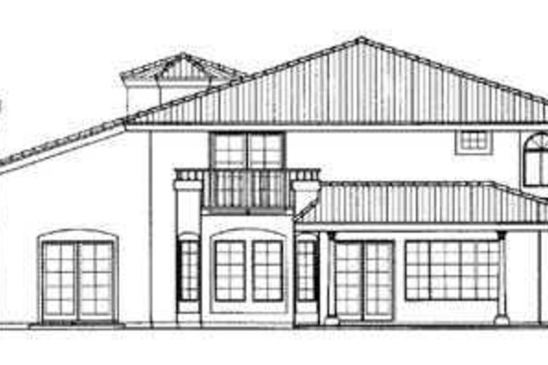 Home Plan - Exterior - Rear Elevation for Mediterranean House Plan #72-160 - 4 bed, 3 bath