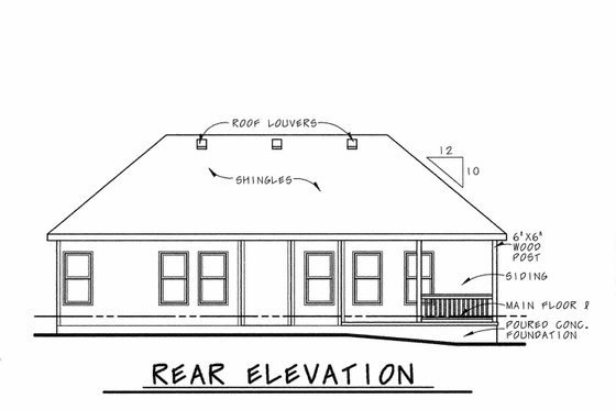 Exterior - Rear Elevation for Country House Plan #20-2226 - 3 bed, 2 bath