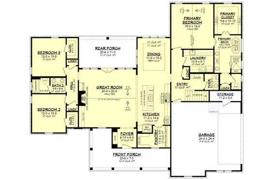 Floor Plan - Main Floor for Farmhouse House Plan #430-244 - 3 bed, 2.5 bath
