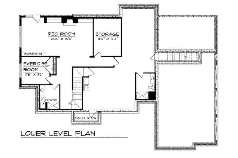 Home Plan - Floor Plan - Lower Floor for Traditional House Plan #70-516 - 4 bed, 3.5 bath