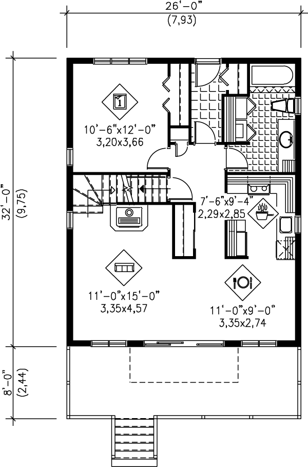 Cottage Floor Plan - Main Floor Plan #25-1106