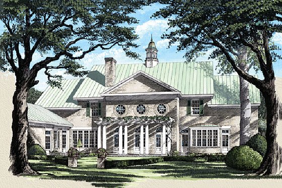 Exterior - Rear Elevation for Colonial House Plan #137-230 - 4 bed, 5 bath