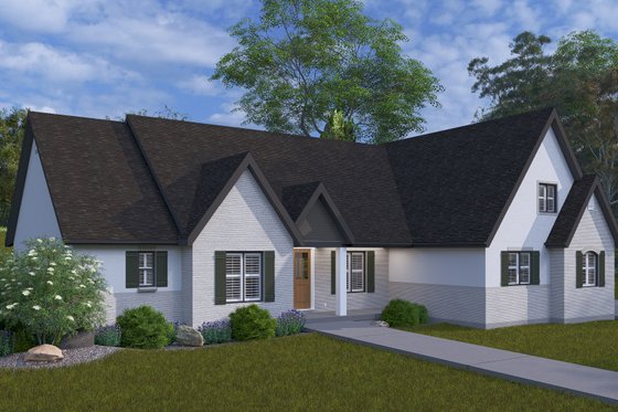 Exterior - Front Elevation 4 for European House Plan #1060-293 - 5 bed, 3.5 bath