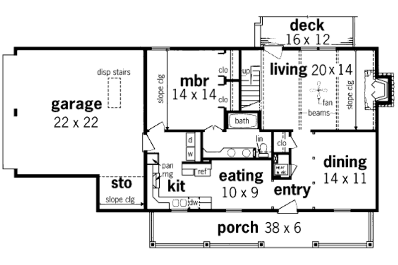 Dream House Plan - Floor Plan - Main Floor for Country House Plan #45-318 - 3 bed, 2 bath