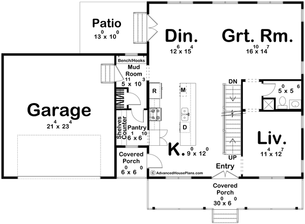 Dream House Plan - Farmhouse Floor Plan - Main Floor Plan #455-687
