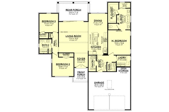 Floor Plan - Main Floor for Farmhouse House Plan #430-298 - 3 bed, 2.5 bath