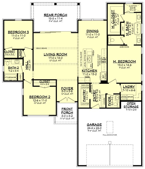 House Plan Design - Farmhouse Floor Plan - Main Floor Plan #430-298