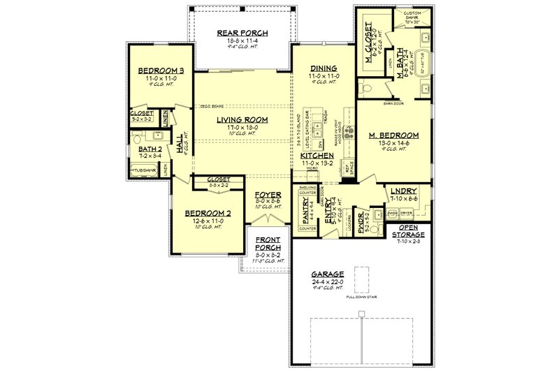 Farmhouse Style House Plan - 3 Beds 2.5 Baths 1775 Sq/Ft Plan #430-298 ...