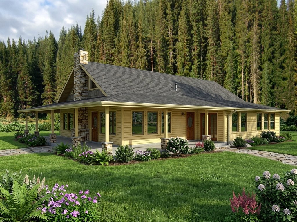 Exterior - Front Elevation 2 for Ranch House Plan #117-1100 - 2 bed, 2 bath