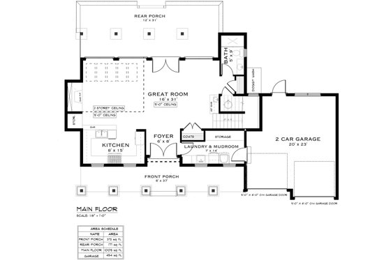Floor Plan - Main Floor for Farmhouse House Plan #1101-19 - 3 bed, 3 bath