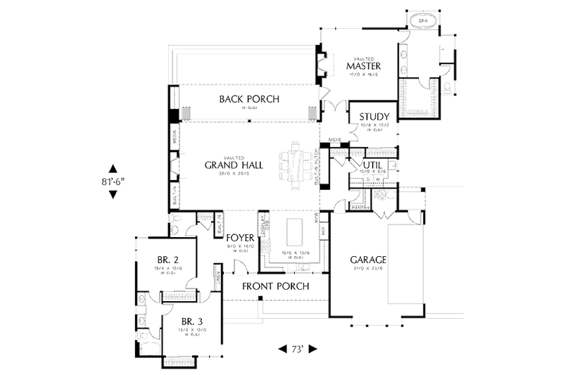 Architectural House Design - Floor Plan - Main Floor for Modern House Plan #48-478 - 3 bed, 2.5 bath