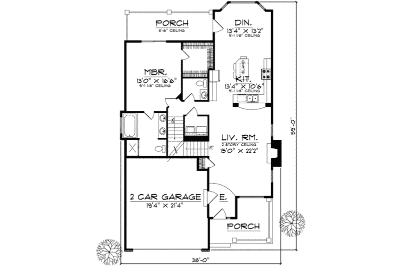Home Plan - Floor Plan - Main Floor for Traditional House Plan #70-662 - 3 bed, 2.5 bath