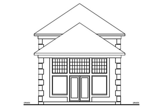Exterior - Rear Elevation for European House Plan #126-227 - 3 bed, 2.5 bath