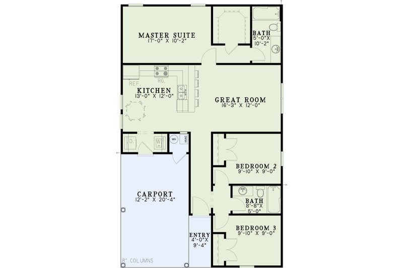 Dream House Plan - Floor Plan - Main Floor for Ranch House Plan #17-2248 - 3 bed, 2 bath