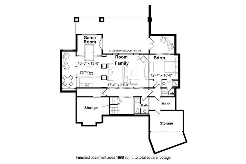 House Blueprint - Floor Plan - Lower Floor for Farmhouse House Plan #928-415 - 5 bed, 4 bath