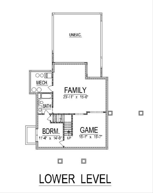 Craftsman Floor Plan - Lower Floor Plan #458-12
