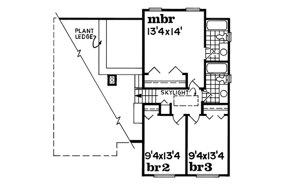 Floor Plan - Upper Floor for Traditional House Plan #47-203 - 3 bed, 2.5 bath