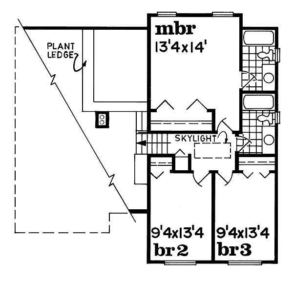 Traditional Floor Plan - Upper Floor Plan #47-203