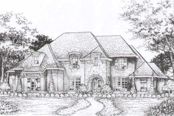 Exterior - Front Elevation for European House Plan #141-257 - 4 bed, 4.5 bath