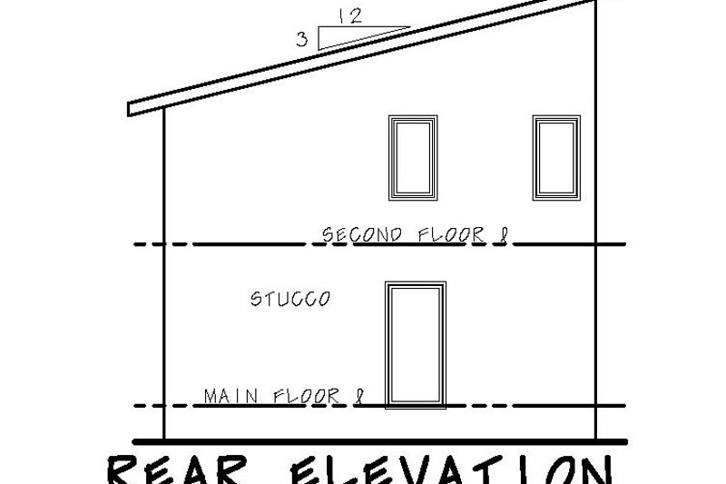 Home Plan - Exterior - Rear Elevation for Contemporary House Plan #20-2320 - 3 bed, 2.5 bath