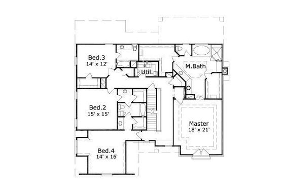 Floor Plan - Upper Floor for Colonial House Plan #411-591 - 4 bed, 4.5 bath