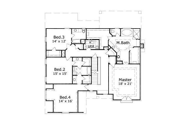 Colonial Floor Plan - Upper Floor Plan #411-591