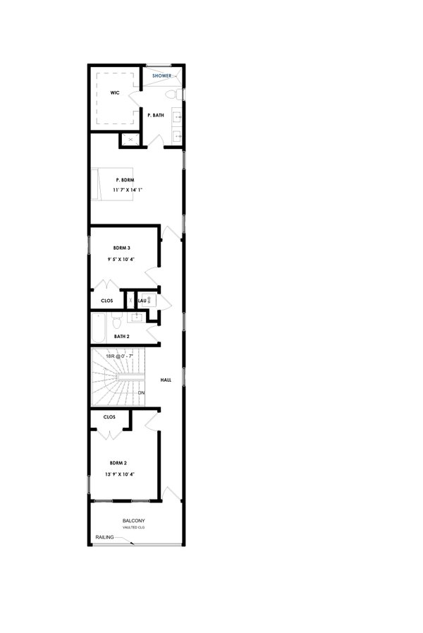 Home Plan - Floor Plan - Upper Floor for Modern House Plan #1129-12 - 3 bed, 2.5 bath