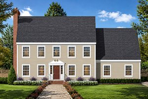 Architectural House Design - Exterior - Front Elevation for Colonial House Plan #1053-13 - 4 bed, 2.5 bath