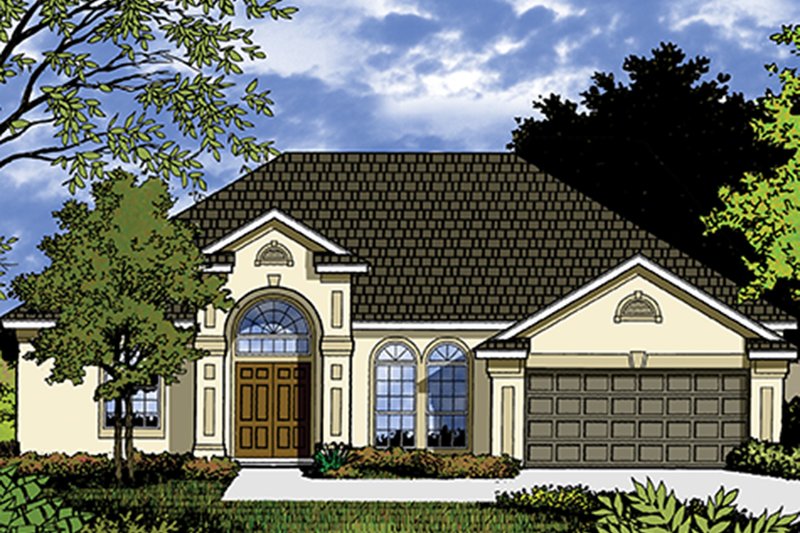 Dream House Plan - Exterior - Front Elevation 3 for Mediterranean House Plan #417-832 - 3 bed, 2 bath