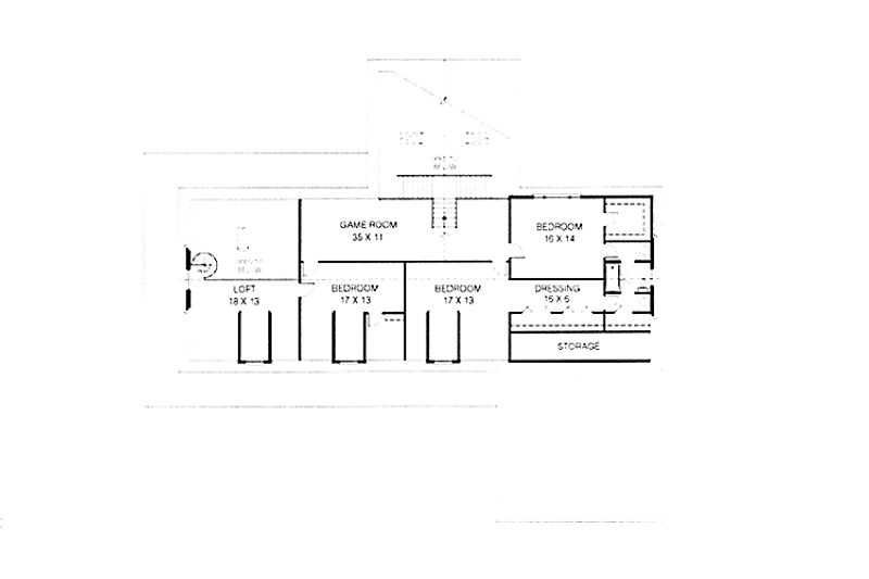 House Blueprint - Floor Plan - Upper Floor for Log House Plan #964-1 - 4 bed, 2.5 bath