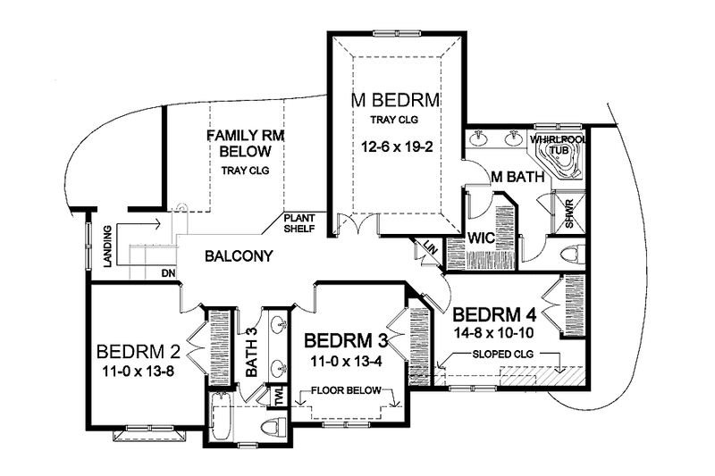 Architectural House Design - Floor Plan - Upper Floor for Craftsman House Plan #328-444 - 4 bed, 2.5 bath
