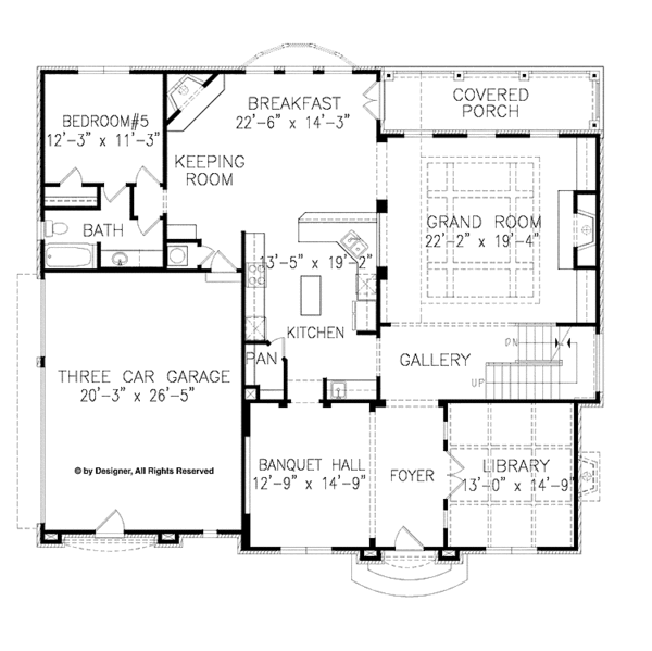 House Blueprint - Traditional Floor Plan - Main Floor Plan #54-358