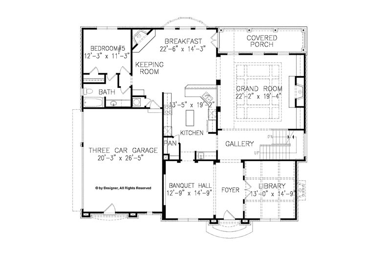 Home Plan - Floor Plan - Main Floor for Traditional House Plan #54-358 - 5 bed, 4 bath
