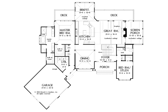 Floor Plan - Main Floor for Craftsman House Plan #929-505 - 4 bed, 3 bath